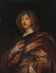 Portrait of George Digby, 2nd Earl of Bristol, half-length, in a red cloak by Anthony van Dyck, oil on canvas, sold Sep 2023
