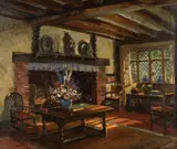 Herbert Davis Richter, Cottage interior, oil on canvas