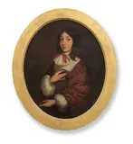 Portrait of a young man, half-length, in red costume by French School, oil on canvas, offered Sep 2023