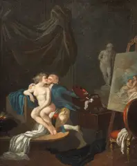 Jean-Frédéric Schall, The artist and model, oil on canvas