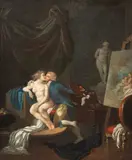Jean-Frédéric Schall, The artist and model, oil on canvas