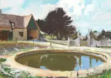 The stables at Dunshay Manor by George Spencer Watson Ra, Roi, Rp, oil on canvas, sold Sep 2023