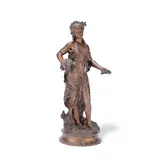 Auguste Moreau, patinated bronze figure of Cybele