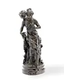Emile Carlier, patinated bronze figural group of 'Secret De l'Amour', patinated bronze