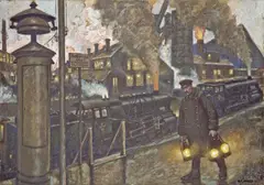Hans Baluschek, Eisenwerk, 1925, Gouache und Farbkreiden auf dickem Schoellershammer-Karton