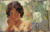 Ludwig von Hofmann, Knabenbildnis, Um 1898, Öl auf Leinwand