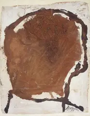 Emil Schumacher, Ohne Titel, 1975, Ton in Bindemittel, Tuschpinsel und Zweige auf grundiertem Papier, auf Leinwand aufgezogen