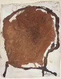 Emil Schumacher, Ohne Titel, 1975, Ton in Bindemittel, Tuschpinsel und Zweige auf grundiertem Papier, auf Leinwand aufgezogen