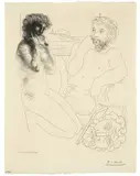 Pablo Picasso, Sculpteur et modèle se regardant dans un miroir calé sur un autoportrait sculpté, 1933, Radierung auf Bütten (Wasserzeichen: Picasso)