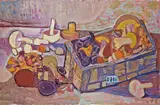 Otto Dix, Korb mit Pilzen, 1948, Mischtechnik auf Hartfaser