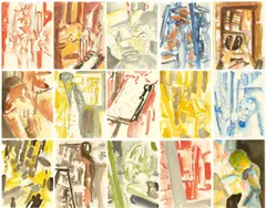 Ohne Titel by Franz Erhard Walther, 2000, 15 Zeichnungen: jeweils Aquarell und Bleistift auf Papier, sold Nov 2019