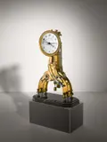 Pierre Giteau – Elève de Breguet, Skelettuhr, Um 1820, Bronze, feuervergoldet; Messing, poliert; Eisen, geschnitten, poliert, teilweise gebläut; Marmor; Email, bemalt. Rundes Ziffernblatt mit arabischen Zahlen und Zentralsekunde. Gehwerk mit verlängerter Gangdauer über 2 Federhäusern, konstante Kraftregu