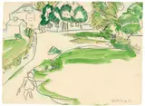 Häuser und Garten by Ernst Ludwig Kirchner, 1912, Aquarell und Bleistift auf Papier, sold Jun 2018