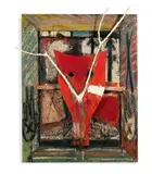 Mimmo Paladino, Papageno, 1987, Öl und Collage auf Leinwand, Rahmen bemalt