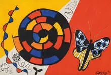 Alexander Calder, Butterfly and Spiral, 1970, Gouache and ink on paper
