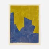 Composition in Blue and Yellow by Serge Poliakoff, 1966, lithograph in colors, sold Feb 2021