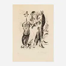 Mountebanks by Marc Chagall, 1963, lithograph on Arches, sold Feb 2021