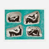 Henry Moore, Four Reclining Figures: Caves, 1974, lithograph in colors