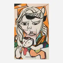 Vaclav Vytlacil, Untitled (Girl with a Doll), gouache on paper