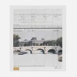 Christo, Pont Neuf Wrapped, 1984, offset lithograph in colors, fabric swatch