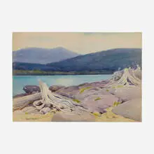 Sears Gallagher, New England Landscape, watercolor on paper laid to board