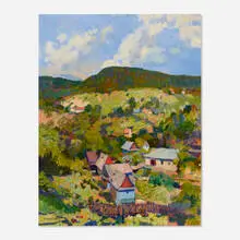 Károly Kiss, Roofs of Baia, oil on canvas
