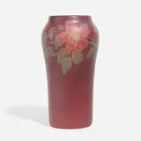 Exceptional Painted Mat vase with wild roses by Olga Geneva Reed for Rookwood Pottery, offered Nov 2023