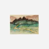 Gershon Benjamin, Landscape, watercolor on paper
