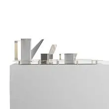 tea service by Vittorio Gregotti, 1979, sterling silver, lacquered wood, sold Apr 2011