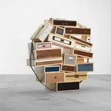 Tejo Remy, You Can't Lay Down Your Memories, c. 1991, vintage drawers, maple frames, jute, stainless steel