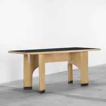 Gerald Summers, dining table, c. 1938, ash plywood, laminate, lacquered wood