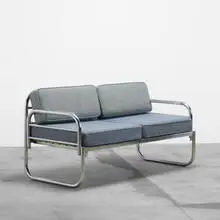 sofa bed by Franz Singer, 1928, chrome-plated steel, upholstery, sold Apr 2011