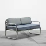 Franz Singer, sofa bed, 1928, chrome-plated steel, upholstery