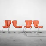 Marc Newson, Komed chairs, set of six, 1998, enameled tubular steel, leather
