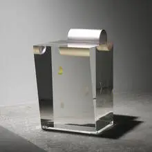 Shiro Kuramata, Feather Stool, 1990, acrylic, aluminum, feathers