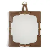 Gucci, mirror, c. 1970, leather, mirrored glass, brass