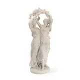 Henri Weigele, carved white marble figural group depicting a pair of dancing classical maidens, marble
