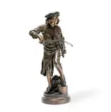Adrien Étienne Gaudez, patinated bronze figure of a violinist