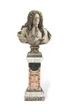 Giuseppe Rusnati, monumental carved white marble bust depicting Cesare II Visconti, 3rd Marquis of Cislago, marble