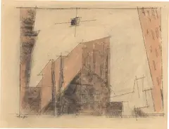 Lyonel Feininger, Stadt, 1931, Tuschfeder, Aquarell und Kohle auf Ingres-Bütten