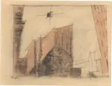 Lyonel Feininger, Stadt, 1931, Tuschfeder, Aquarell und Kohle auf Ingres-Bütten