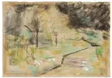 Max Liebermann, Der Nutzgarten in Wannsee nach Südwesten, Um 1920, Pastell auf Papier