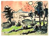 Haffufer mit Bäumen by Karl Schmidt-Rottluff, 1934, Aquarell und Tuschpinsel auf Bütten, sold May 2013