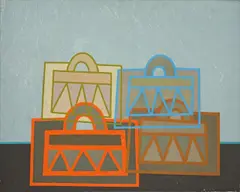 Alexis Akrithakis, Les Bagages, 1971, Öl auf Leinwand