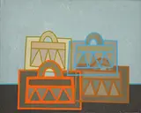 Alexis Akrithakis, Les Bagages, 1971, Öl auf Leinwand