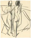 Zwei weibliche Akte am Strand von Fehmarn by Ernst Ludwig Kirchner, 1912, Kreide auf chamoisfarbenem Velin, sold Nov 2018