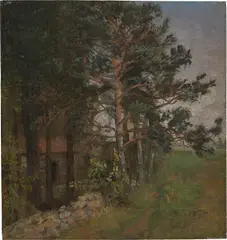 Johan Christian Clausen Dahl, Partie bei Jomfrubraaten, Christiana, 1844, Öl auf Pappe auf Pappe