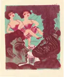Conrad Felixmüller, Im Cabaret (Selbst mit Ernst Buchholz), 1921, Farblithografie auf Papier
