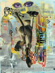 Markus Oehlen, Flieger, 2004, Öl und Farbserigrafie auf Leinwand