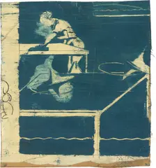 Das Bügeleisen by Neo Rauch, 1995, Öl über Bleistift und Farbkreide auf Papier, collagiert, sold Dec 2023